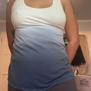 Lululemon Athletica White and Blue Gradient Tank Top